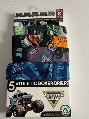 Boys' Athletic Boxer Briefs - Blue/Black/Orange/Grey/Green - Size S (6-7) New